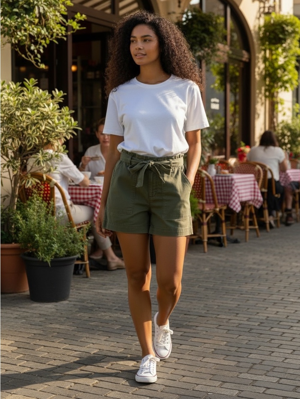 Sanctuary High Waist Pull-on Belted Olive Green Shorts. Size 24 NEW